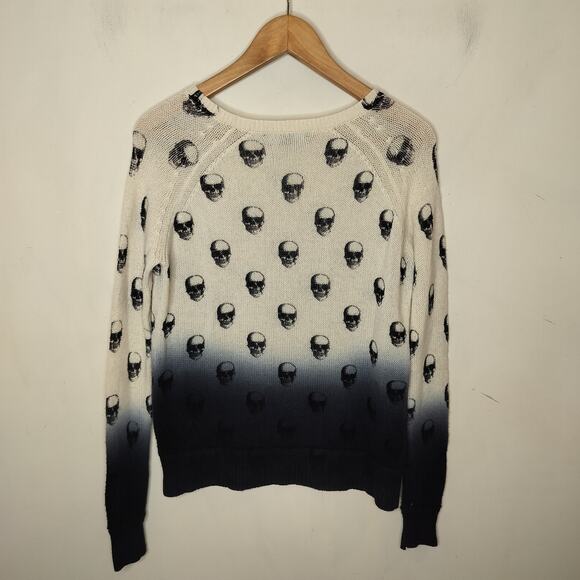 Skull Cashmere Sweater 70% Wool 30% Cashmere Ombre - Picture 4 of 6